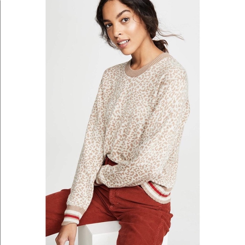 Splendid Cheetah Print Pullover Crewneck Sweater Size XS